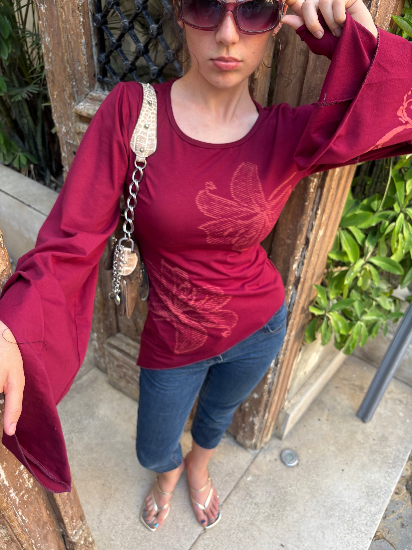 Burgundy Y2k fairy top