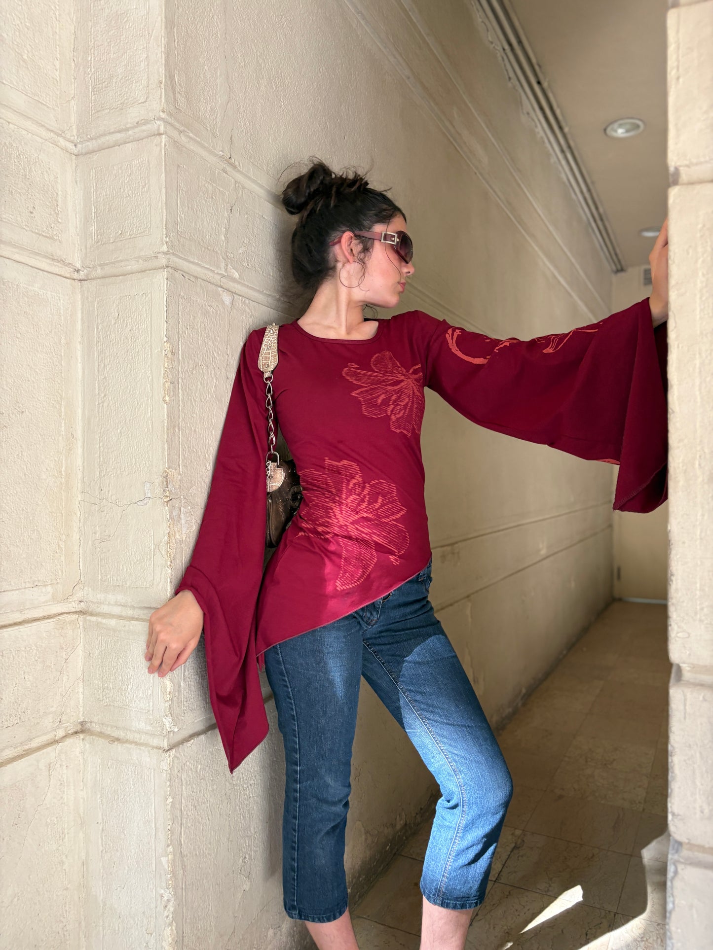 Burgundy Y2k fairy top