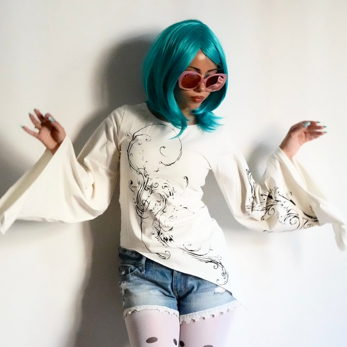 Y2K white asymmetrical fairy Blouse