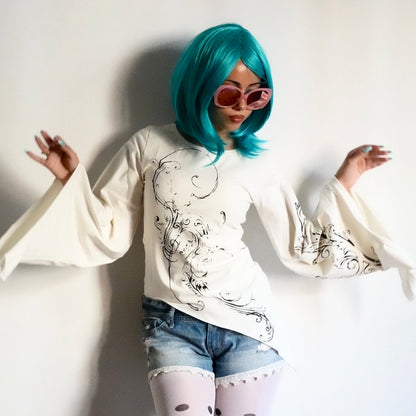 Y2K white asymmetrical fairy Blouse