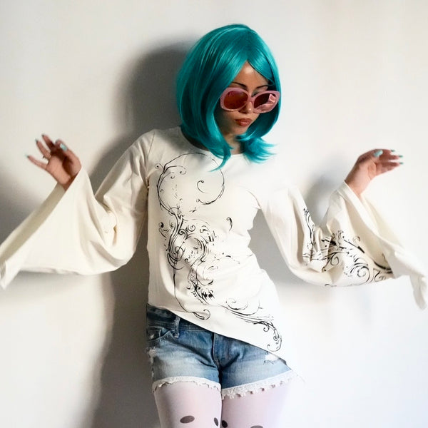 Y2K white asymmetrical fairy Blouse
