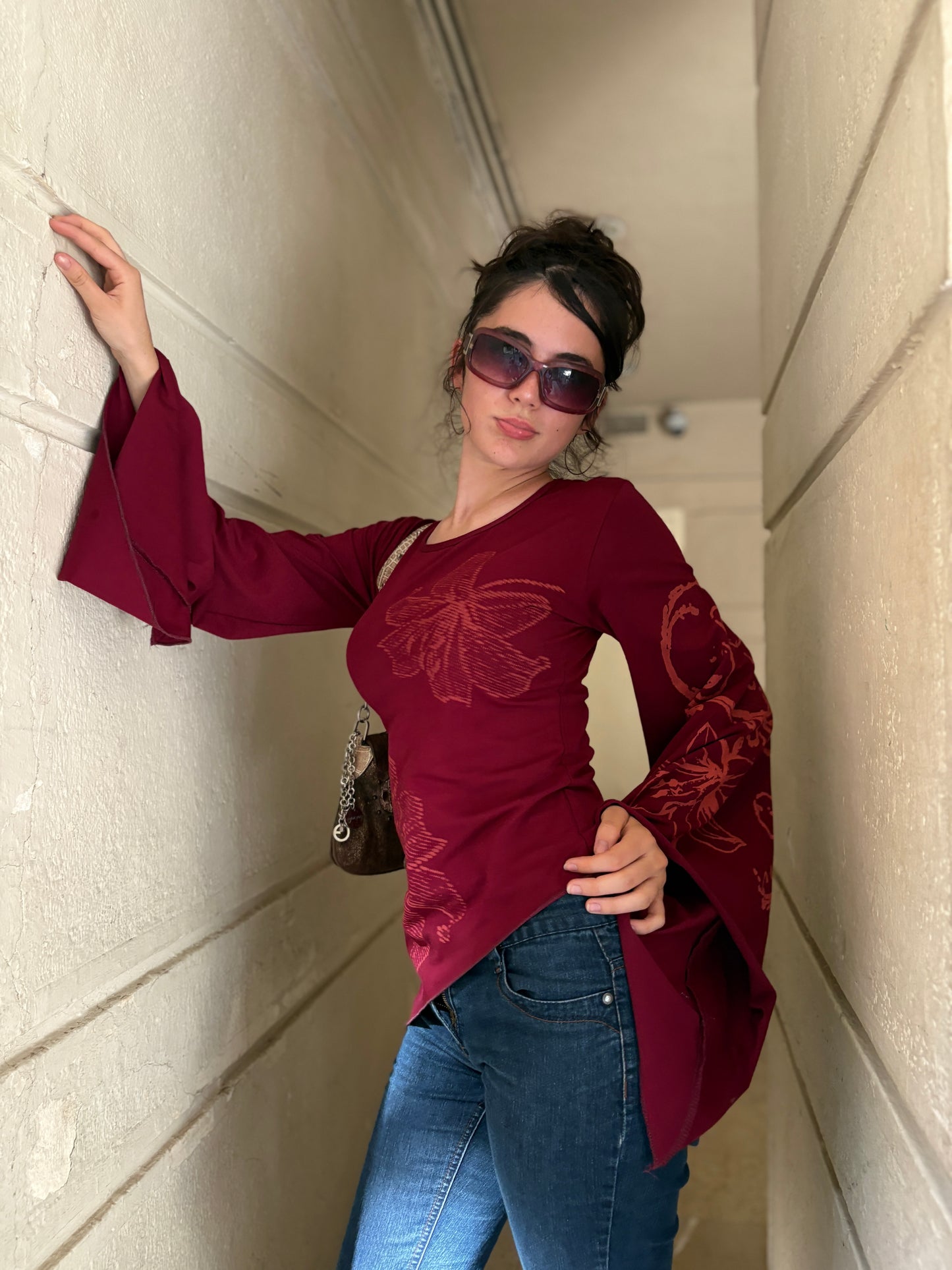Burgundy Y2k fairy top