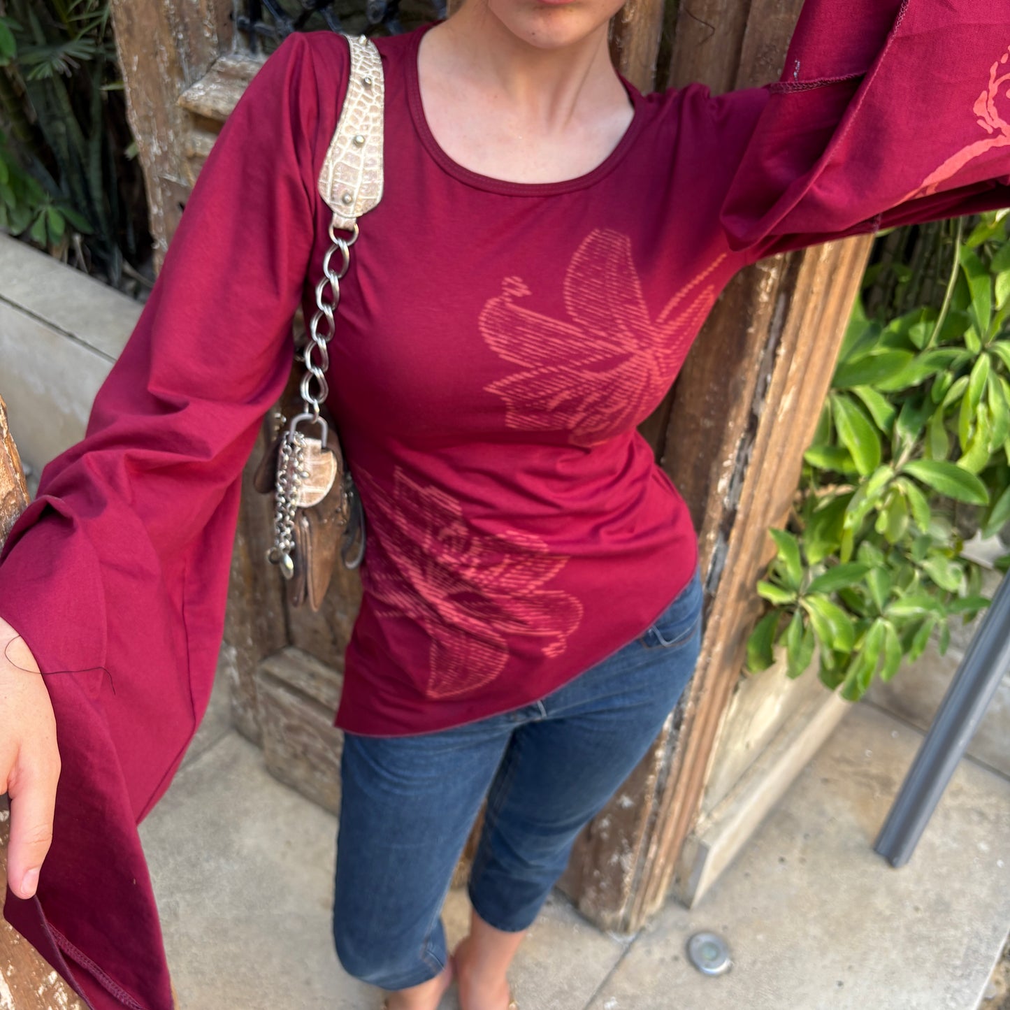 Burgundy Y2k fairy top