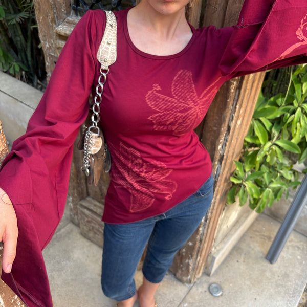 Burgundy Y2k fairy top