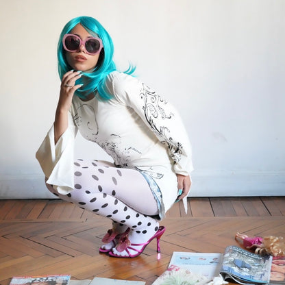 Y2K white asymmetrical fairy Blouse