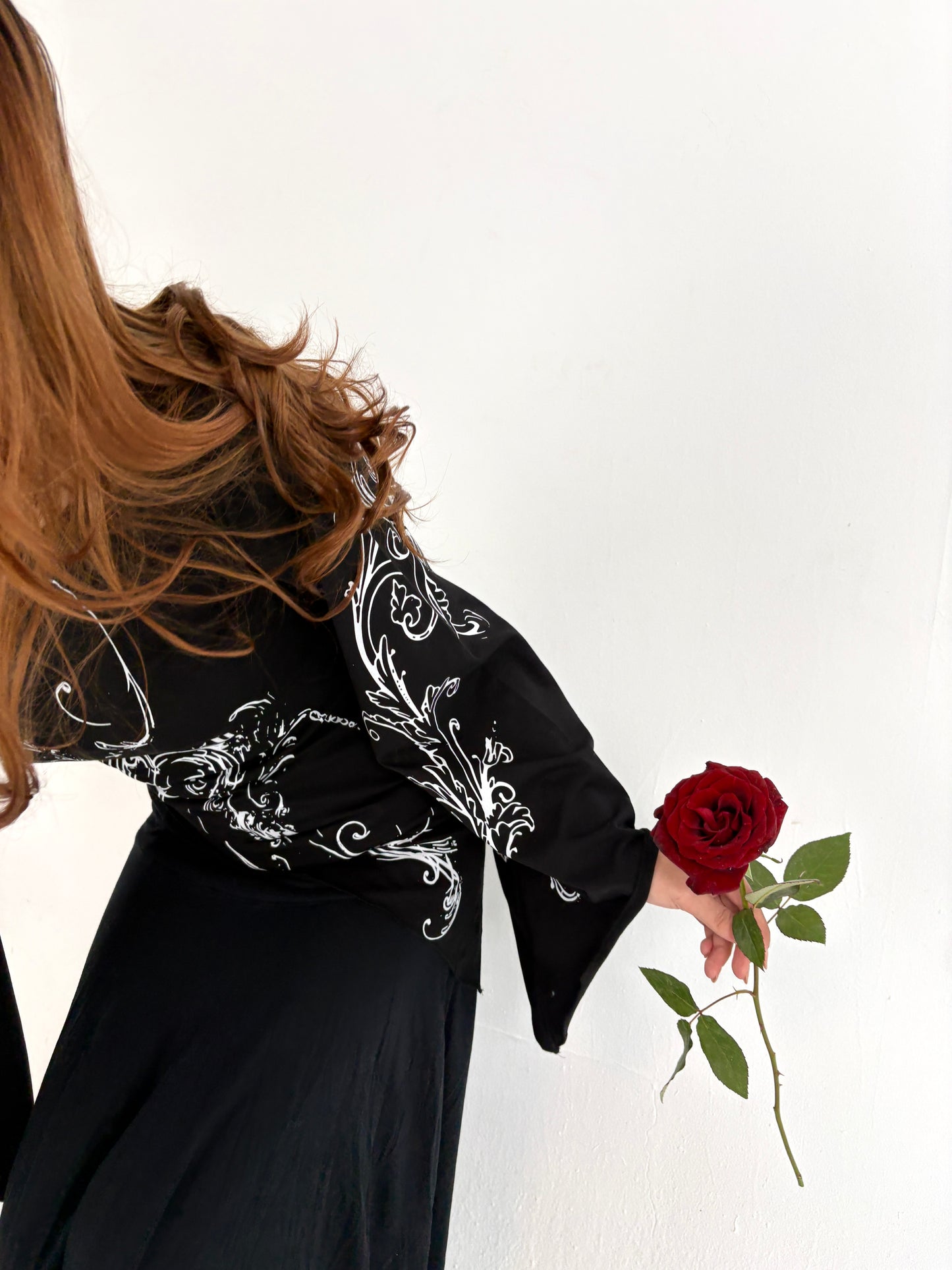 Y2K black asymmetrical siren blouse