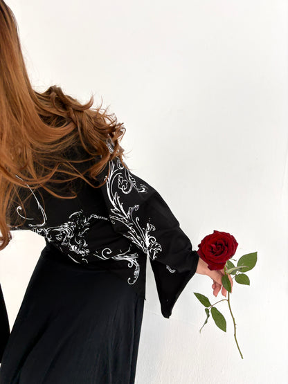 Y2K black asymmetrical siren blouse